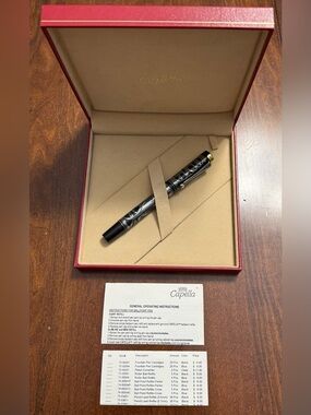 Vintage Capella Black with Silver Overlay Pen Tree of Life Vines Ornate